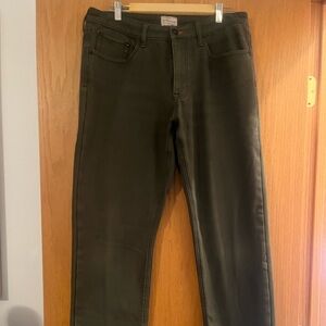 Weatherproof Fleece lined Men's Dark Green Straight Jeans. 34x34